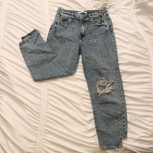 Zara Ripped High Waisted Mom Jeans